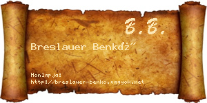 Breslauer Benkő névjegykártya